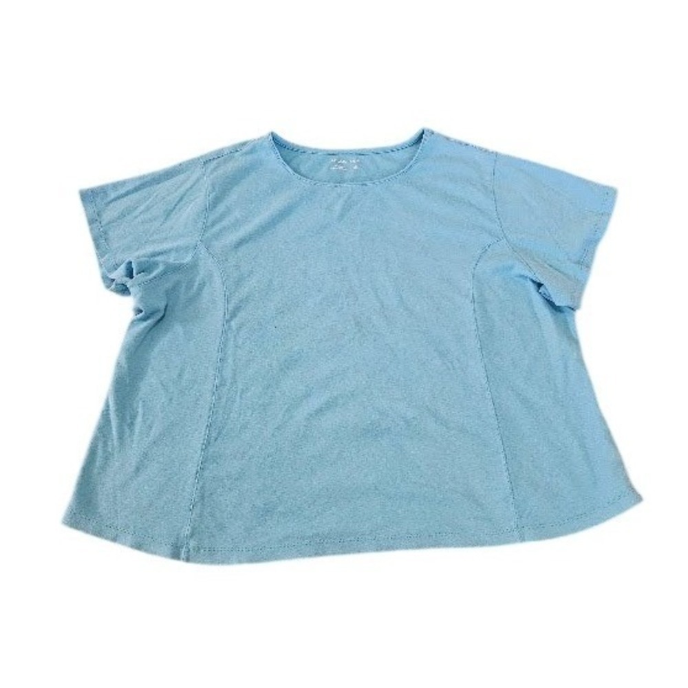 Coldwater Creek T-Shirt Womens 3X Blue Cotton Short Sleeve Top Crew Neck